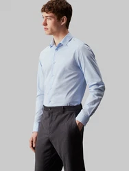 Calvin Klein Businesshemd STRETCH POPLIN SLIM SHIRT Hellblau