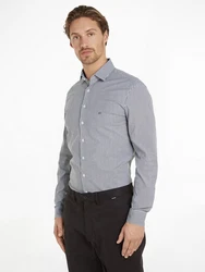 Calvin Klein Langarmhemd POPLIN STRIPE SLIM SHIRT Hellblau/Grau/Rot/Dunkelrot/Blau