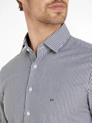 Calvin Klein Langarmhemd POPLIN STRIPE SLIM SHIRT Hellblau/Grau/Rot/Dunkelrot/Blau