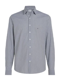 Calvin Klein Langarmhemd POPLIN STRIPE SLIM SHIRT Hellblau/Grau/Rot/Dunkelrot/Blau
