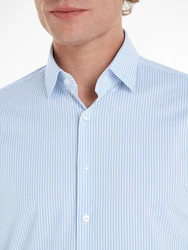 Calvin Klein Langarmhemd POPLIN STRIPE SLIM SHIRT Hellblau/Blau