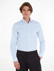 Calvin Klein Langarmhemd POPLIN STRIPE SLIM SHIRT Hellblau/Blau