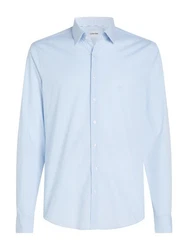 Calvin Klein Langarmhemd POPLIN STRIPE SLIM SHIRT Hellblau/Blau