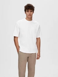 SELECTED HOMME Rundhalsshirt SLHLOOSEOSCAR SS O-NECK TEE NOOS weiß