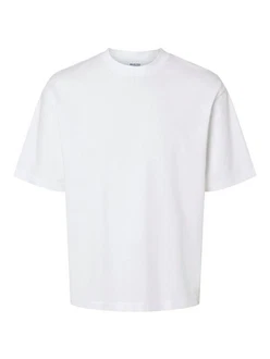 SELECTED HOMME Rundhalsshirt SLHLOOSEOSCAR SS O-NECK TEE NOOS weiß