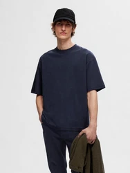 SELECTED HOMME Rundhalsshirt SLHLOOSEOSCAR SS O-NECK TEE NOOS Dunkelblau/Blau