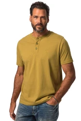 JP1880 T-Shirt Henleys Basic 2er-Pack Rundhals Knopfleiste Beige/Khaki/Gelb/Braun/Dunkelgrün
