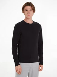 Calvin Klein Rundhalspullover WAFFLE STRUCTURE SWEATER Dunkelblau/Schwarz