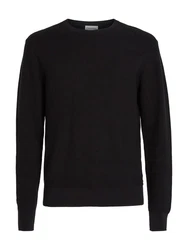 Calvin Klein Rundhalspullover WAFFLE STRUCTURE SWEATER Dunkelblau/Schwarz