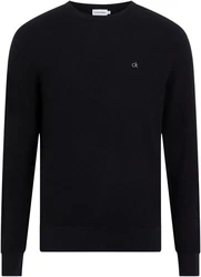 Calvin Klein Rundhalspullover WAFFLE STRUCTURE SWEATER Dunkelblau/Schwarz