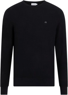 Calvin Klein Rundhalspullover WAFFLE STRUCTURE SWEATER Dunkelblau/Schwarz