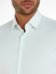 Calvin Klein Langarmhemd POPLIN STRIPE SLIM SHIRT Grün/Hellblau/Hellgrün/Türkis