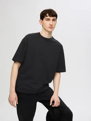 SELECTED HOMME Rundhalsshirt SLHLOOSEOSCAR SS O-NECK TEE NOOS schwarz