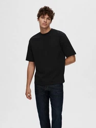 SELECTED HOMME Rundhalsshirt SLHLOOSEOSCAR SS O-NECK TEE NOOS schwarz