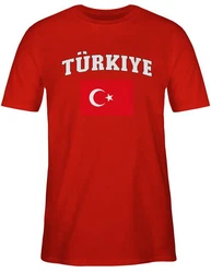 Shirtracer T-Shirt Trkiye Schriftzug mit Flagge Lila/Rot/Dunkelrot