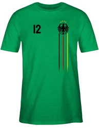 Shirtracer T-Shirt 12 Mann Deutschland Adler Germany Bundesadler Fussball EM Fanartikel Schwarz/Rot/Gold