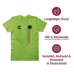 Shirtracer T-Shirt 12 Mann Deutschland Adler Germany Bundesadler Fussball EM Fanartikel Schwarz/Rot/Gold