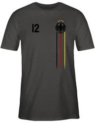 Shirtracer T-Shirt 12 Mann Deutschland Adler Germany Bundesadler Fussball EM Fanartikel Schwarz/Rot/Gold