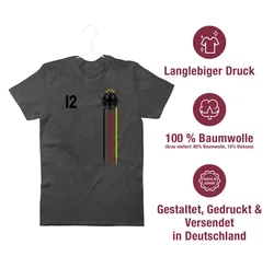 Shirtracer T-Shirt 12 Mann Deutschland Adler Germany Bundesadler Fussball EM Fanartikel Schwarz/Rot/Gold