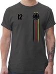 Shirtracer T-Shirt 12 Mann Deutschland Adler Germany Bundesadler Fussball EM Fanartikel Schwarz/Rot/Gold