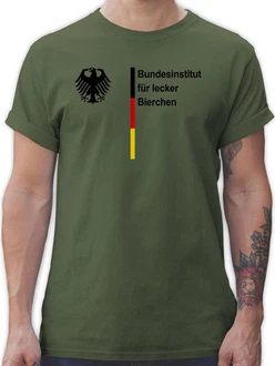 Shirtracer T-Shirt Bundesinstitut für lecker Bierchen 2024 Fußball EM Fanartikel Dunkelgrün/Khaki
