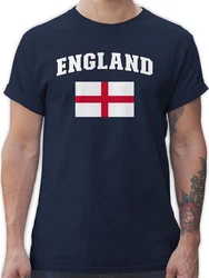 Shirtracer T-Shirt England Schriftzug mit Flagge United Kingdom UK Britannien Briti 2024 Fussball EM Fanartikel Rot/Dunkelblau/Blau