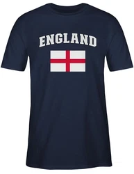 Shirtracer T-Shirt England Schriftzug mit Flagge United Kingdom UK Britannien Briti 2024 Fussball EM Fanartikel Rot/Dunkelblau/Blau