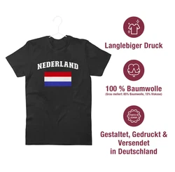 Shirtracer T-Shirt Nederland Schriftzug mit Flagge Creme/Schwarz