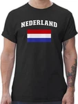 Shirtracer T-Shirt Nederland Schriftzug mit Flagge Creme/Schwarz
