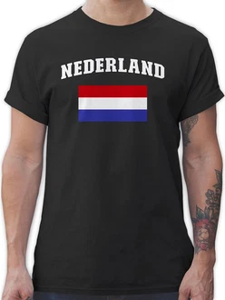 Shirtracer T-Shirt Nederland Schriftzug mit Flagge Shirtracer T-Shirt Nederland Schriftzug mit Flagge