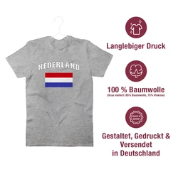 Shirtracer T-Shirt Nederland Schriftzug mit Flagge Creme/Grau