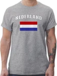 Shirtracer T-Shirt Nederland Schriftzug mit Flagge Creme/Grau
