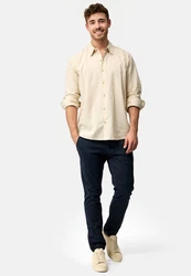 Indicode Langarmhemd INSville Beige/Khaki/Weiß