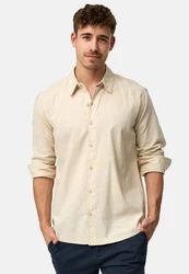 Indicode Langarmhemd INSville Beige/Khaki/Weiß