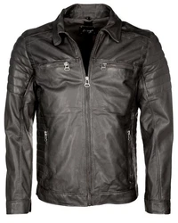 Maze Herren Lederjacke William Schwarz/Grau/Hellgrau/Creme