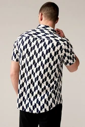 Next Kurzarmhemd Dunkelblau/Blau/Schwarz/Weiß