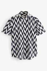 Next Kurzarmhemd Dunkelblau/Blau/Schwarz/Weiß