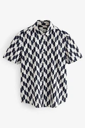 Next Kurzarmhemd Dunkelblau/Blau/Schwarz/Weiß