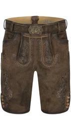 Nbler Trachtenlederhose Lederhose kurz Luther in Dunkelbraun von Nbler