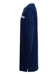 Henry Terre Nachthemd Langarm Dunkelblau/Blau