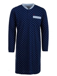 Henry Terre Nachthemd Langarm Dunkelblau/Blau