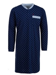Henry Terre Nachthemd Langarm Dunkelblau/Blau