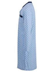 Henry Terre Nachthemd Langarm Blau/Hellblau