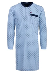 Henry Terre Nachthemd Langarm Blau/Hellblau
