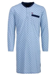 Henry Terre Nachthemd Langarm Blau/Hellblau