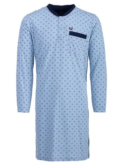 Henry Terre Nachthemd Langarm Blau/Hellblau Henry Terre Nachthemd Langarm Blau/Hellblau