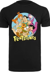 F4NT4STIC T-Shirt Die Familie Feuerstein Group Circle Print Lila/Schwarz/Rosa/Beige/Mischfarben/Gold
