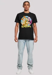 F4NT4STIC T-Shirt Die Familie Feuerstein Group Circle Print Lila/Schwarz/Rosa/Beige/Mischfarben/Gold
