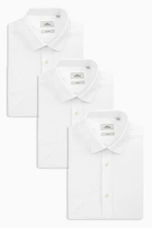Next Langarmhemd Slim Fit Hemd mit Sportmanschetten Weiß/Creme