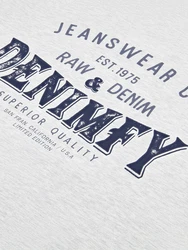 DENIMFY T-Shirt Herren Printshirt DFNuri Regular Fit Grau/Dunkelblau